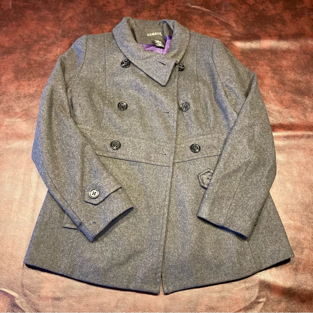 Classic Gray Button Sophisticated Wool Peacoat